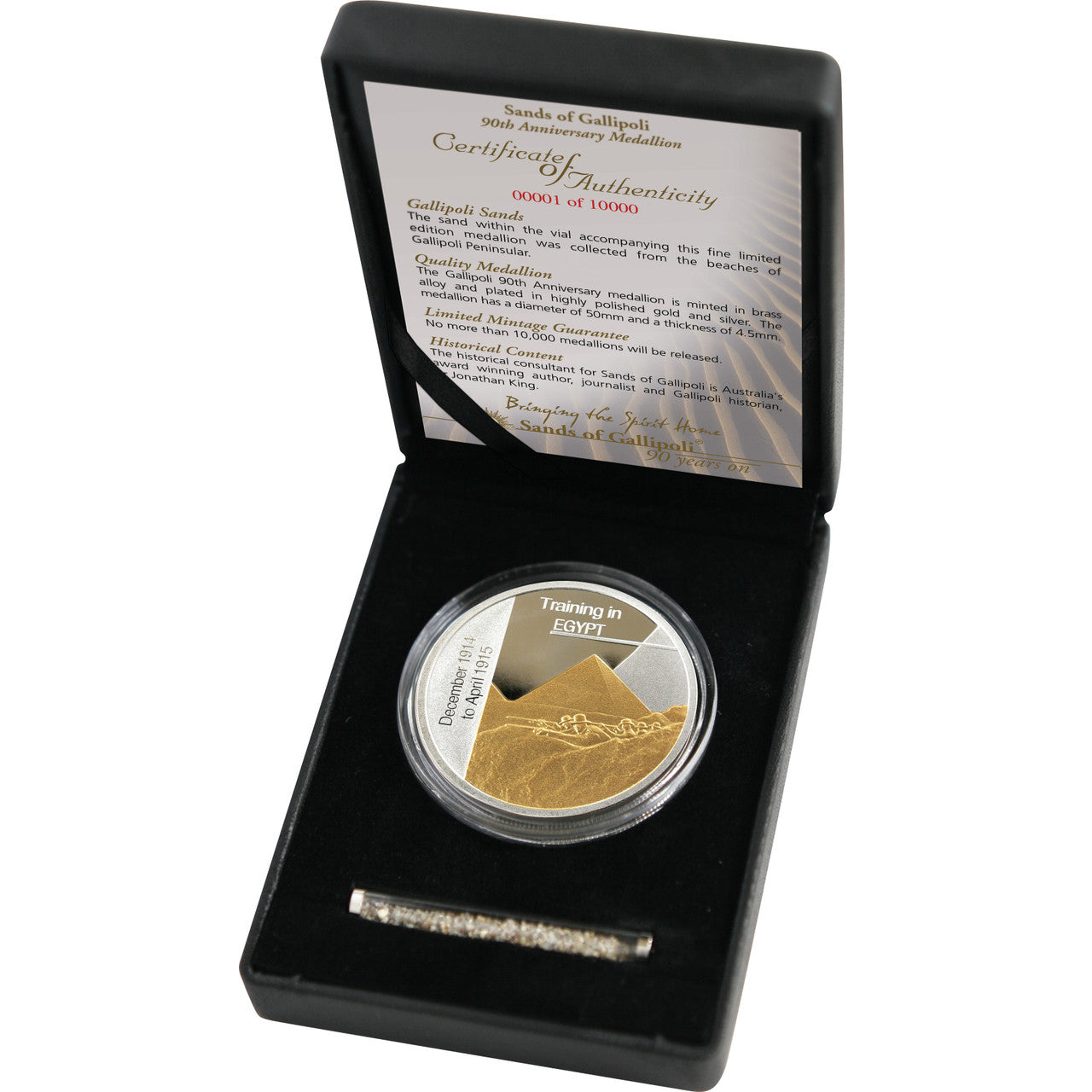 The Stunning Sands of Gallipoli 2005 release Training in Egypt Limited Edition Medallion is a must-have for military enthusiasts and collectors alike. This exquisite medallion pays homage to the Australian Imperial Force's training in Egypt before their journey to Gallipoli. www.defenceqstore.com.au