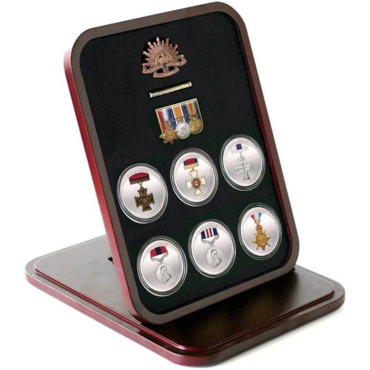 Each medallion is housed in a protective plastic coin capsule and presented in a quality timber finish display case, showcasing the iconic medals and a vial of authentic sand collected from the beaches of Gallipoli. With only 2,500 sets available, this limited edition collection is truly exclusive. Each set comes with a numbered certificate of authenticity, adding to its value and desirability. www.defenceqstore.com.au
