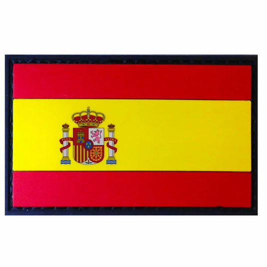 Make a bold statement with the Spain PVC Morale Patch Hook &amp; Loop. This striking 8x5cm patch features laser-cut precision detailing that demands attention. Backed with both hook and loop fasteners, it's ready to attach to tactical gear, backpacks, or uniforms instantly. www.defenceqstore.com.au