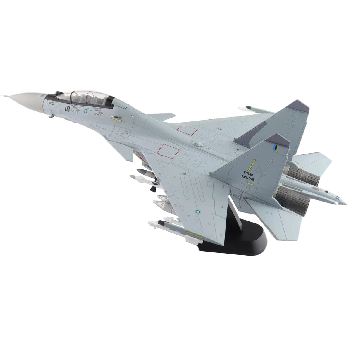 The multi-role fighter, the Sukhoi Su-30 (originally Su-27PU), is a two-seater fighter aircraft based on the Su-27UB trainer. The Su-30 featured new weapons for the ground attack role and new avionics. www.defenceqstore.com.au