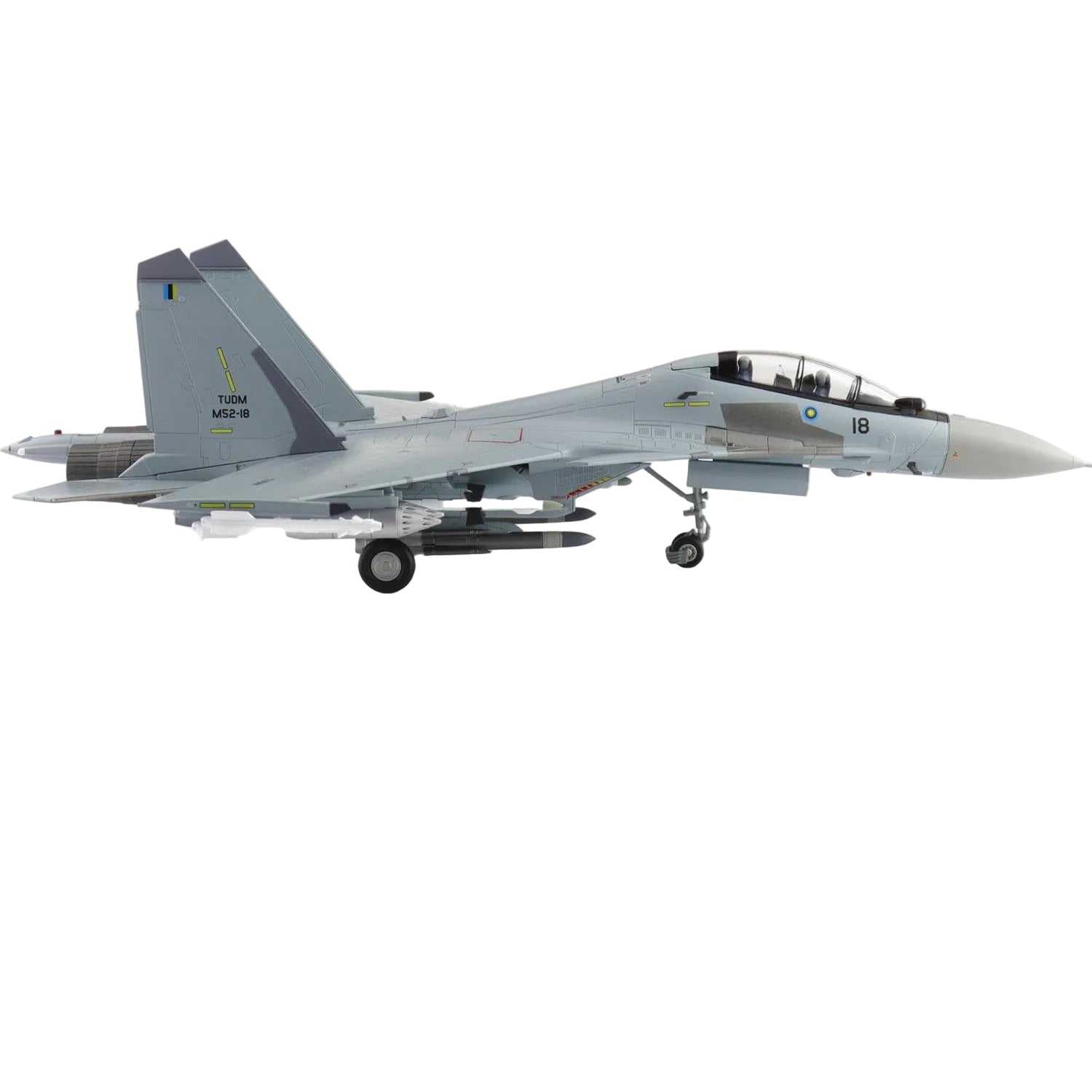 The multi-role fighter, the Sukhoi Su-30 (originally Su-27PU), is a two-seater fighter aircraft based on the Su-27UB trainer. The Su-30 featured new weapons for the ground attack role and new avionics. www.defenceqstore.com.au