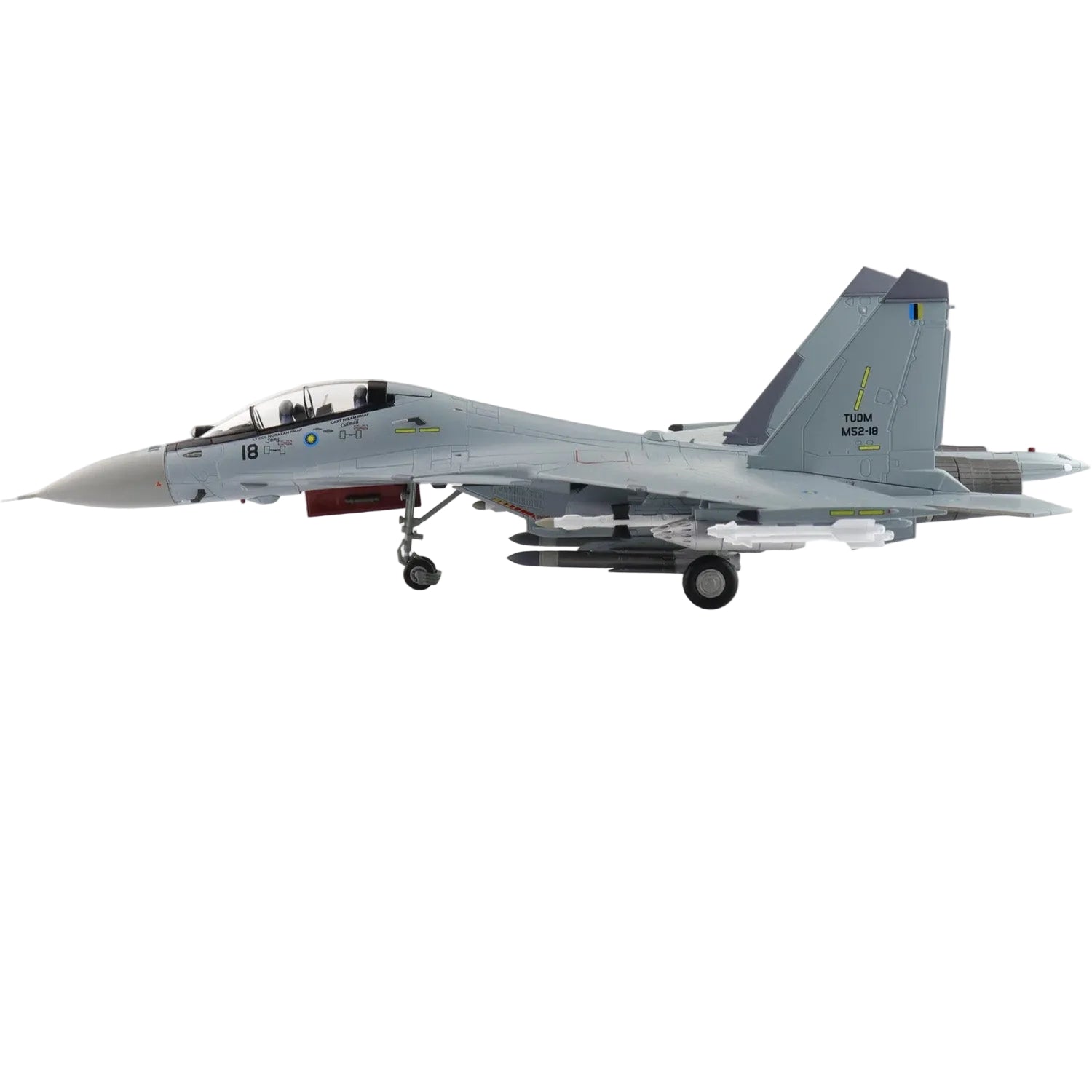 The multi-role fighter, the Sukhoi Su-30 (originally Su-27PU), is a two-seater fighter aircraft based on the Su-27UB trainer. The Su-30 featured new weapons for the ground attack role and new avionics. www.defenceqstore.com.au
