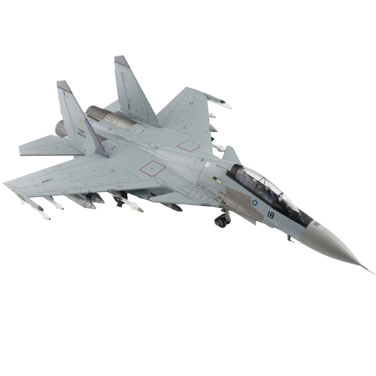 The multi-role fighter, the Sukhoi Su-30 (originally Su-27PU), is a two-seater fighter aircraft based on the Su-27UB trainer. The Su-30 featured new weapons for the ground attack role and new avionics. www.defenceqstore.com.au