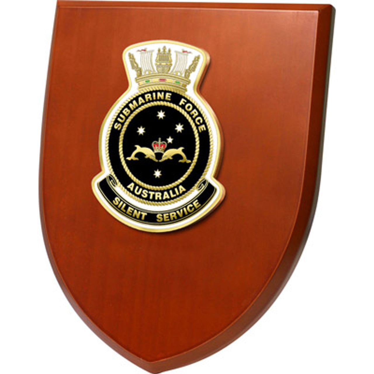 The Exceptional Submarine Force Group Plaque is a truly remarkable piece that is sure to impress. This beautiful plaque showcases a stunning 100mm full colour enamel crest, elegantly set on a 200x160mm timber finish shield. www.defenceqstore.com.au