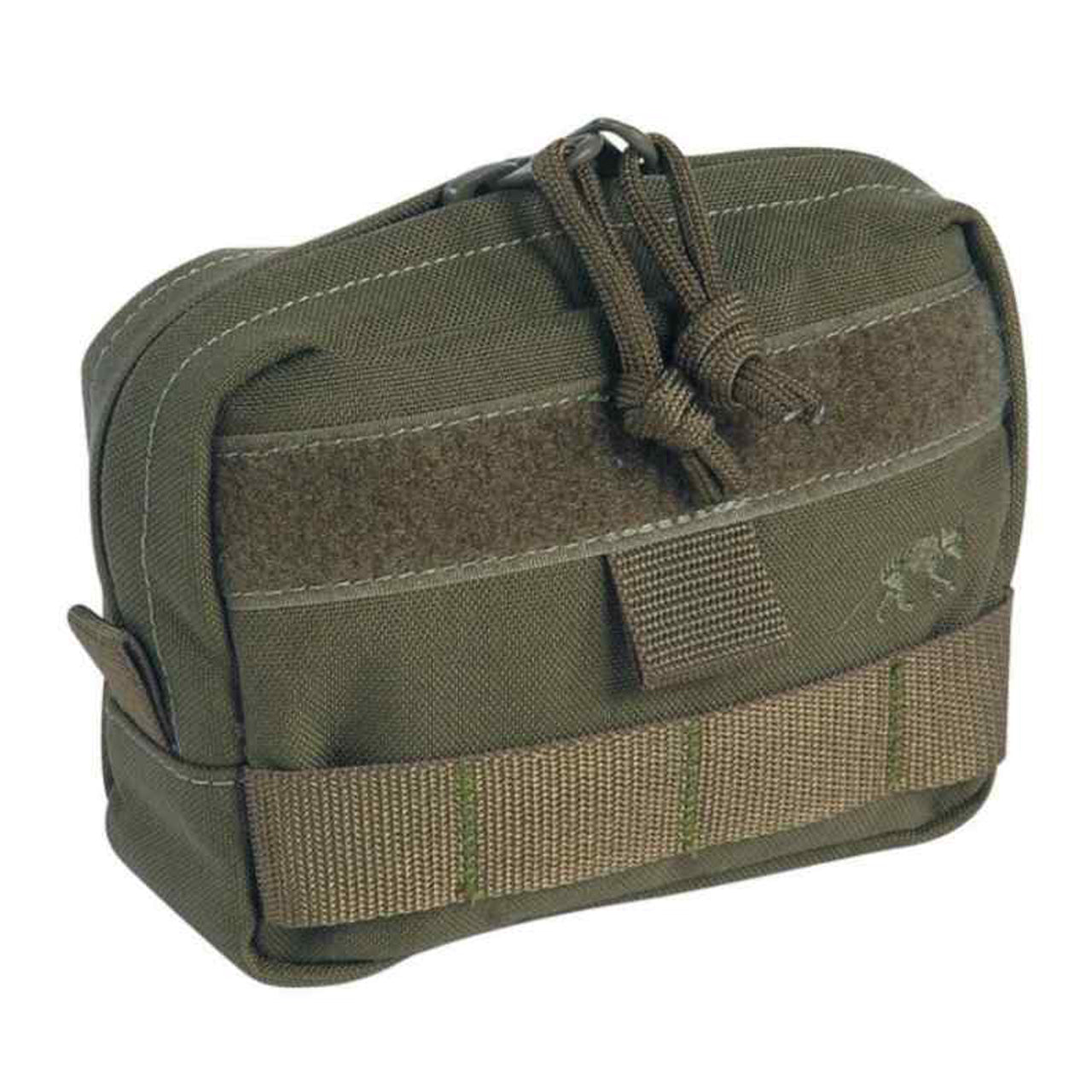 This horizontal pocket features a MOLLE snap button system, an extra wide zipped opening, and hook-and-loop strips for a personalised name tag. Experience the convenience of the Tasmanian Tiger Tactical Pouch 4 Horizontal! www.moralepatches.com.au olive front view