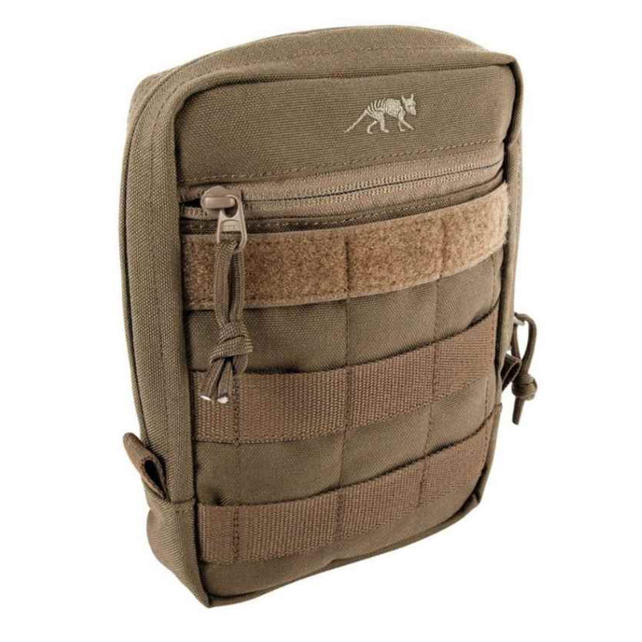 This pouch features a MOLLE snap button system, an extra wide zipped opening, and hook-and-loop strips for a personalised name tag. www.defenceqstore.com.au coyote front view