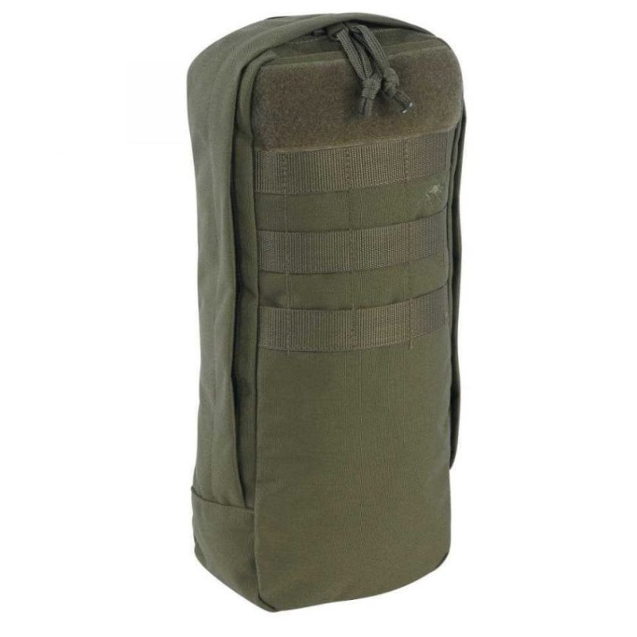 Load up extra gear with this spacious side pouch - designed to fit many popular backpacks! It's the perfect way to stay organized and make the most of your gear. Keep all the essentials within reach and on the go. www.defenceqstore.com.au olive colour front view