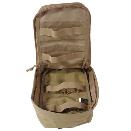 Load up extra gear with this spacious side pouch - designed to fit many popular backpacks! It's the perfect way to stay organized and make the most of your gear. Keep all the essentials within reach and on the go. www.defenceqstore.com.au inside view