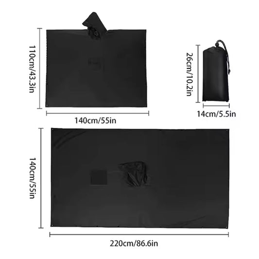 Made from tough Ripstop Nylon with a sleek black design, this versatile poncho offers both durability and style. It includes a handy stuff bag for easy carrying, and grommets on all corners provide secure attachment options. Measuring 210x140cm, it’s lightweight and compact for effortless packing. Use it as a poncho, ground sheet, or emergency shelter to suit your needs. www.defenceqstore.com.au