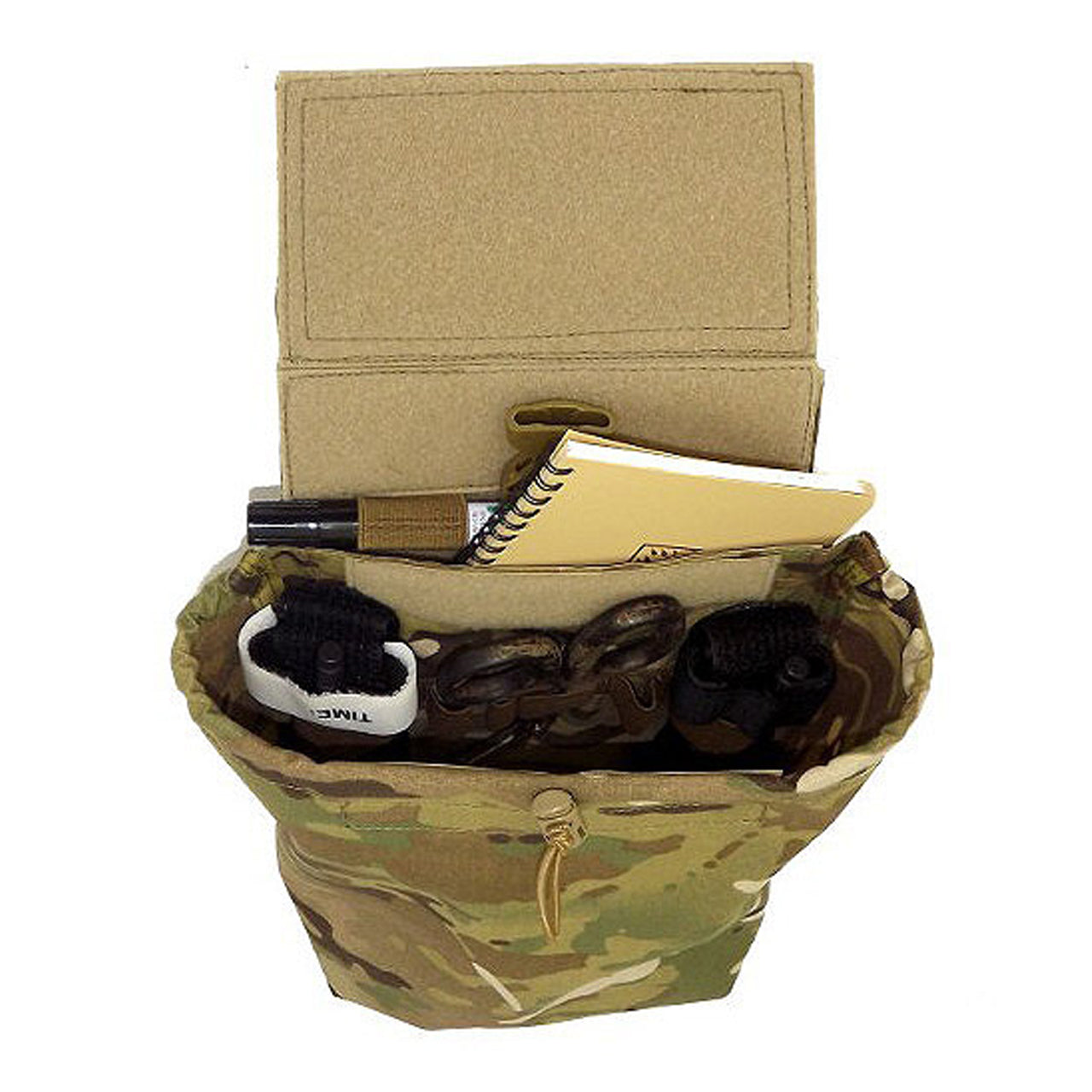 The Tactical Exploitation Dump (TED) is a light weight multi purpose dump pouch designed with tactical entry and exploitation teams in mind. Attaches to any SORD platform with a velcro sandwich closure on the bottom edge. The dump can be rolled up and stowed with a single 25mm side release buckle, easily deployed with a single action. www.defenceqstore.com.au