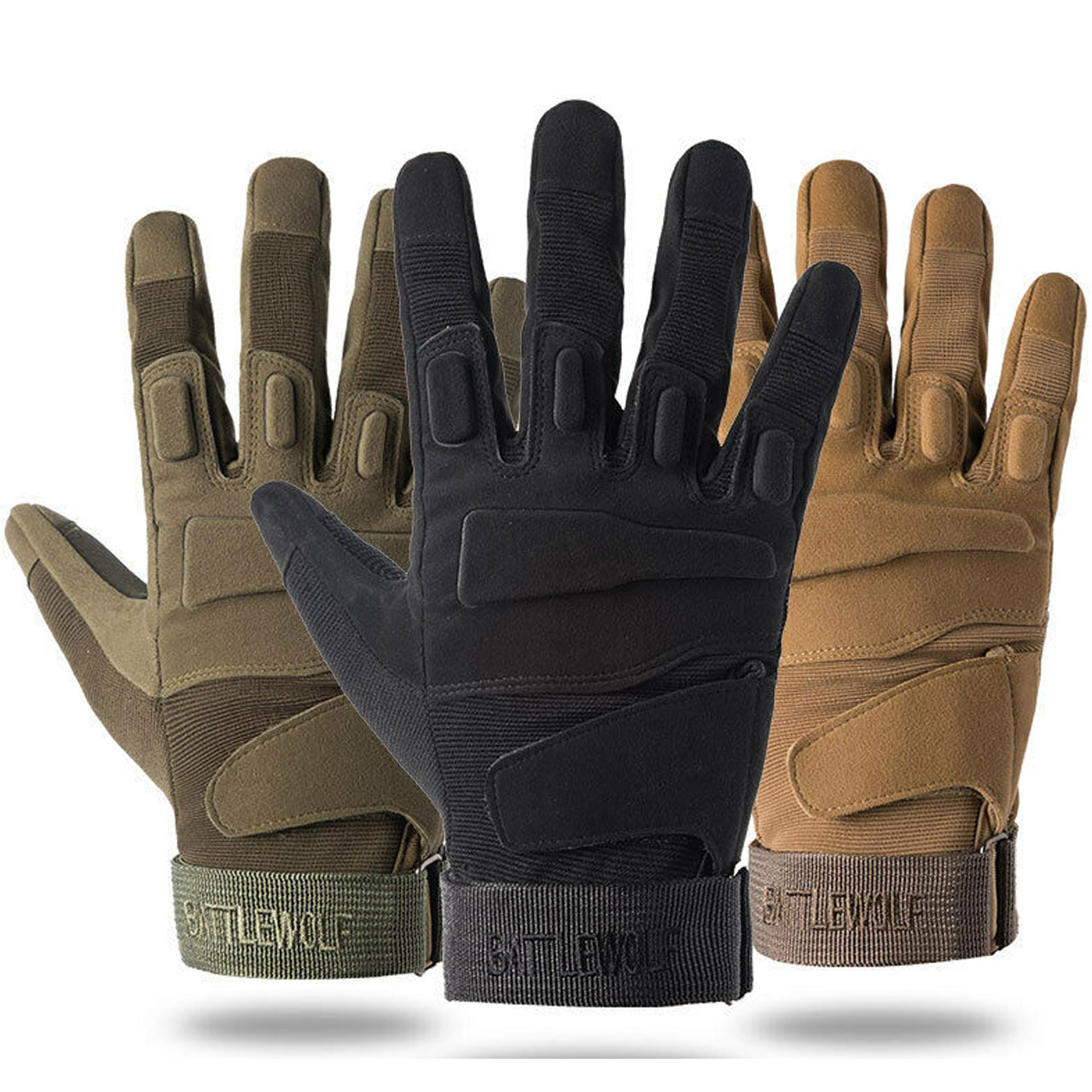 One Size Fits Most from small to large, definitely not XL or above. The velcro tightener helps keep everything firm as we put this through a rough 2 day combat test. Great set of gloves for Military, cadets, scouts, hiking, hunting, outdoor sports or riding a motorbike. www.defenceqstore.com.au