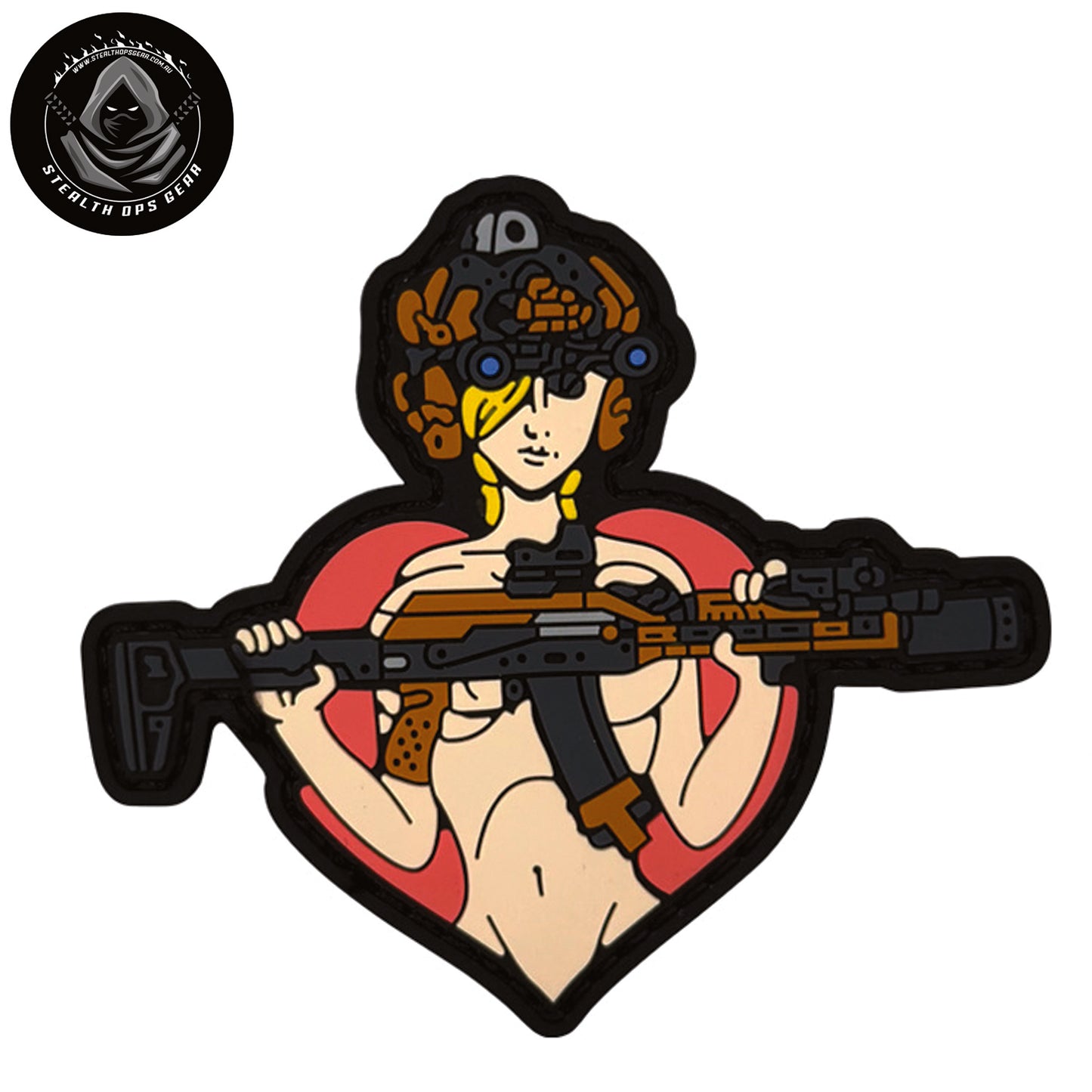 Tactical Girl Morale Patch PVC - Stealth Ops Gear. This bold PVC morale patch delivers attitude and authenticity to your tactical gear, backpack, or everyday carry. At 9x8cm, it's sized perfectly for visibility without overwhelming your setup. www.defenceqstore.com.au