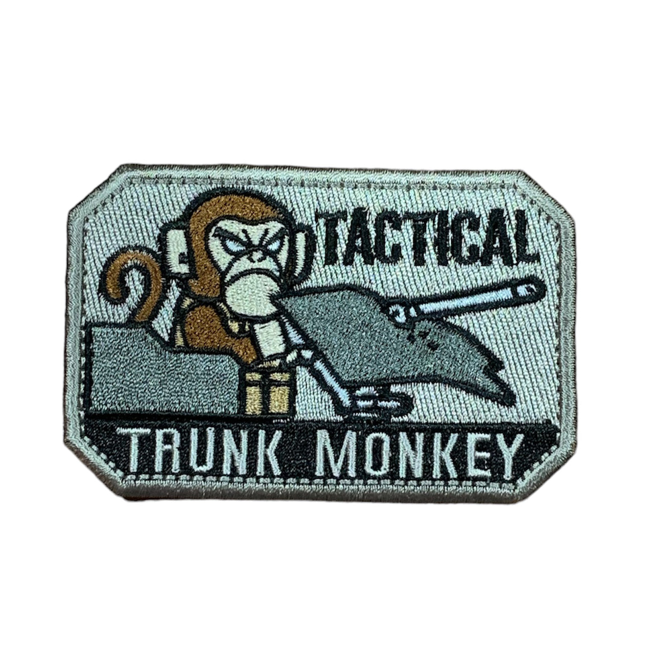 Tactical Trunk Monkey Gray Embroidery Velcro Backed Morale Patch ...