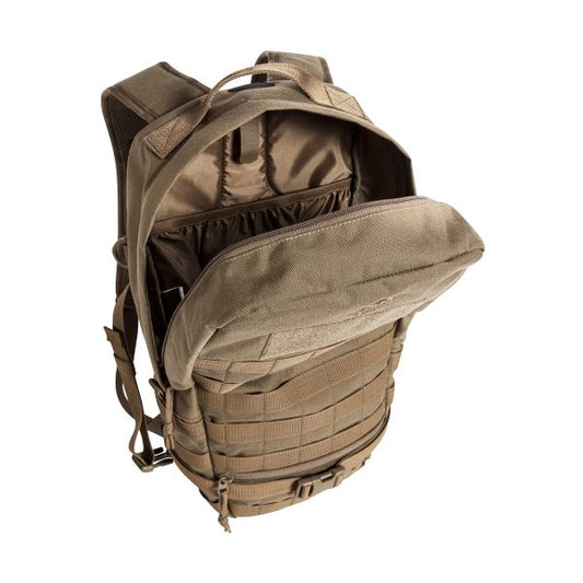 Robust 9 litre daypack with a large main compartment. It features two wrap around compression straps reduce the volume if needed, and a MOLLE system on the front and sides that can be used for individual expansion. Hydration system compatible. www.defenceqstore.com.au