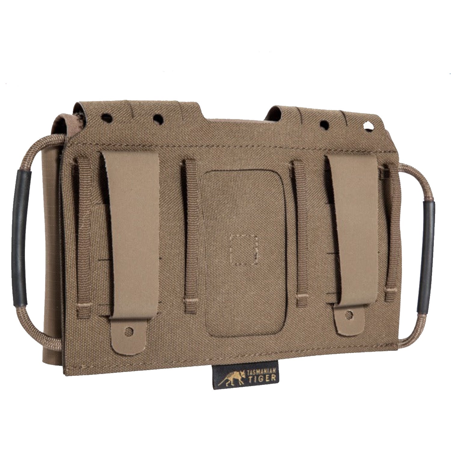 Small, flat IFAK pouch for mounting on MOLLE surfaces or on the belt. The fold-out first aid panel, which can be individually equipped, can be pulled out on both sides. www.defenceqstore.com.au