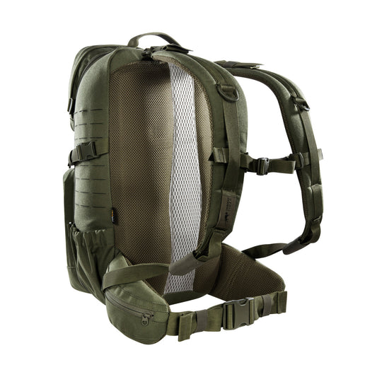 With a main compartment that opens completely and the special zipper guides it's possible to use the pack as a top loader. The shoulder straps can also be adjusted in length in order to wear the backpack over vests. www.defenceqstore.com.au