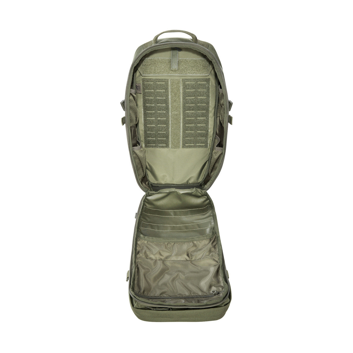 With a main compartment that opens completely and the special zipper guides it's possible to use the pack as a top loader. The shoulder straps can also be adjusted in length in order to wear the backpack over vests. www.defenceqstore.com.au