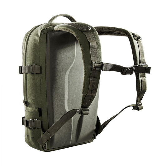 23 litre modular daypack. The back of the main compartment is lined with MOLLE hook panels for attaching compatible loop pouches. The flat zipper front pocket is great for documents while the laser-cut MOLLE on the front and sides allow you to add gear to suit your needs. It is also designed to hold a 15.4"" laptop. www.defenceqstore.com.au