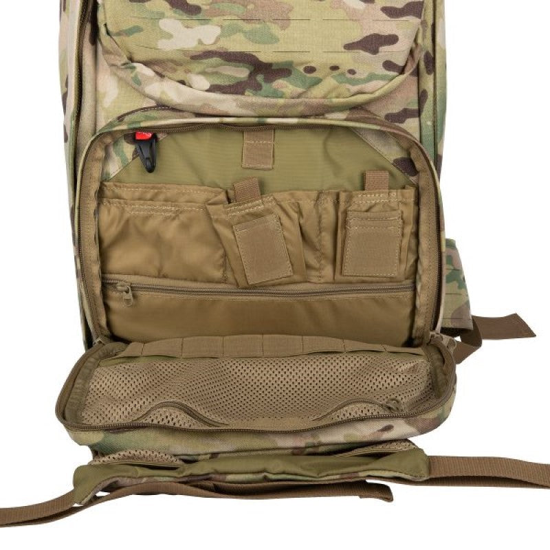 The Tasmanian Tiger Modular Radio Pack Multicam features exterior pouches and a front flap with a zippered pocket. The included removable hip belt can also double as a Warrior Belt, while the radio holder can be easily adjusted for height and width. Top zippered openings provide quick access, while the shoulder straps include cable guides and ports. www.defenceqstore.com.au