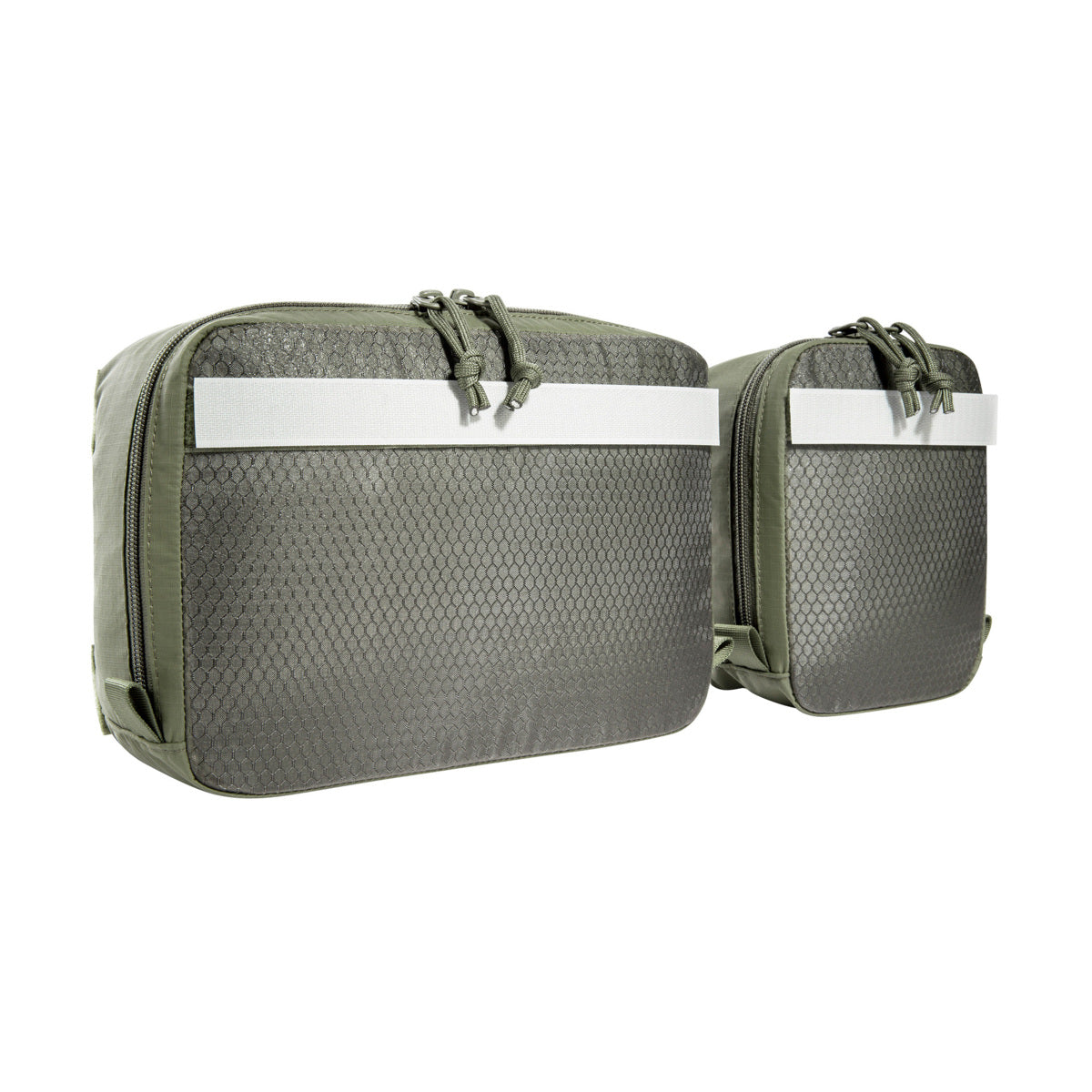 The pouches have a transparent lid made of mesh material and hook-and-loop strips on the back. They can be easily mounted on hook-and-loop surfaces or in the modular TT backpacks. www.defenceqstore.com.au