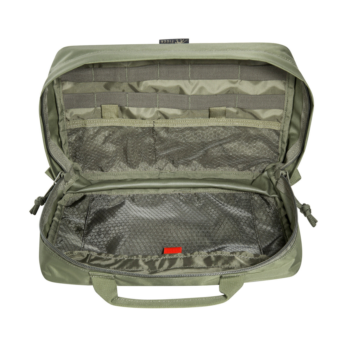 Sturdy equipment bag with 6 liter volume and handle. Attachable to modular backpacks. With mesh pockets, loops and an organizer inside. www.defenceqstore.com.au