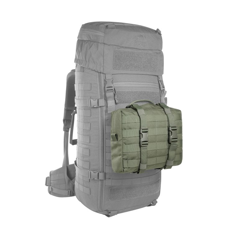Large accessory and lid pouch. The TT Tac Pouch 10 MKII is designed as a MOLLE affixed pouch for the TT Base Pack 52 and TT Base Pack 75, though can also be used with other backpacks or as a large hip pouch. Twin compression straps contain goods in transit, and a MOLLE front provides adaptability. www.defenceqstore.com.au