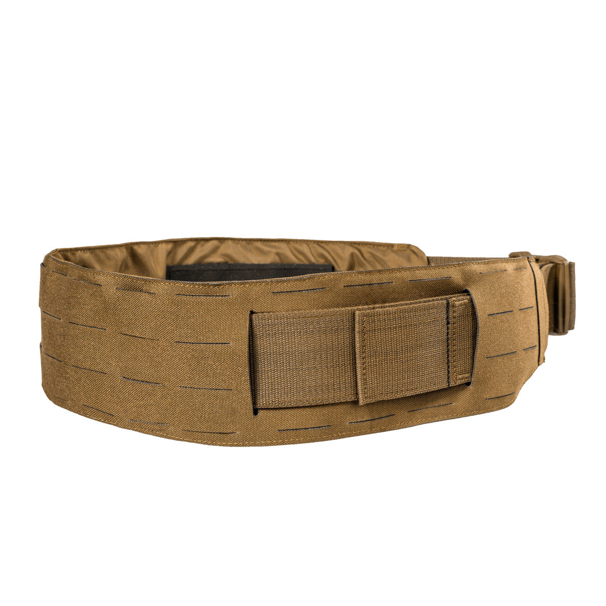 Extremely low-lying warrior belt for attaching to a tactical belt. The hook-and-loop fastening (hooks) is covered with a non-slip material when not in use. 4 laser-cut MOLLE slots high. www.defenceqstore.com.au