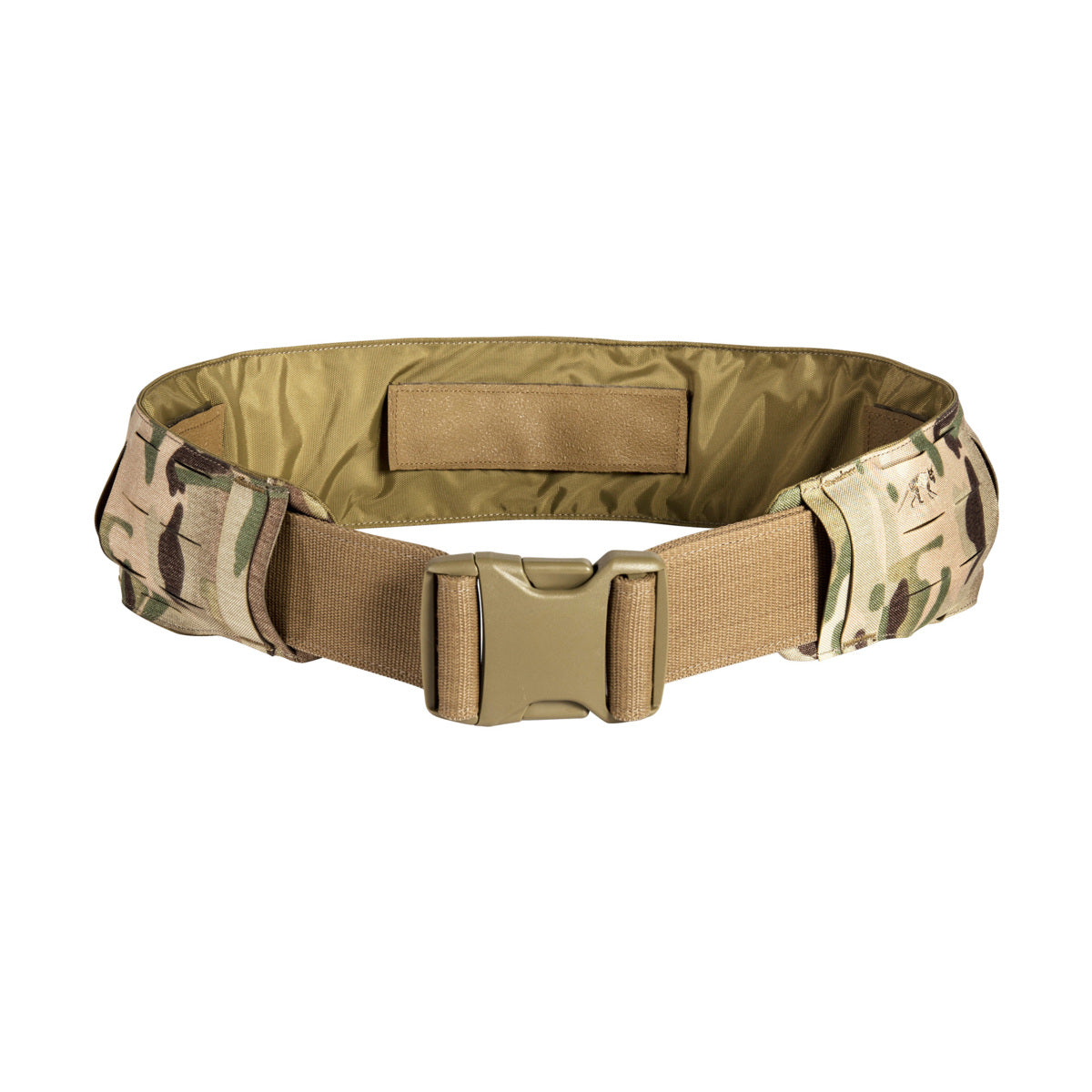 Extremely low-lying warrior belt for attaching to a tactical belt. The hook-and-loop fastening (hooks) is covered with a non-slip material when not in use. 4 laser-cut MOLLE slots high. www.defenceqstore.com.au