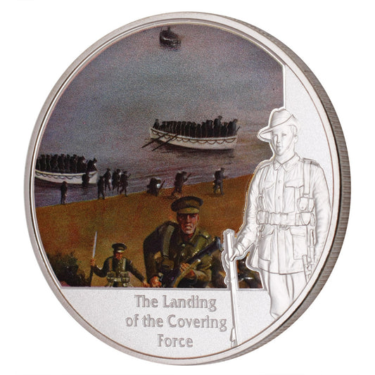 The stunning Sands of Gallipoli 2012 release The Landing Two Limited Edition Medallions Set from the military specialists. This Limited Edition set of proof quality medallions features photo-quality detailed characters from internationally renowned military artist David Rowlands painting, The Spirit - Gallipoli Landing. The reverse of each medallion features the Rising Sun Hat Badge. www.defenceqstore.com.au