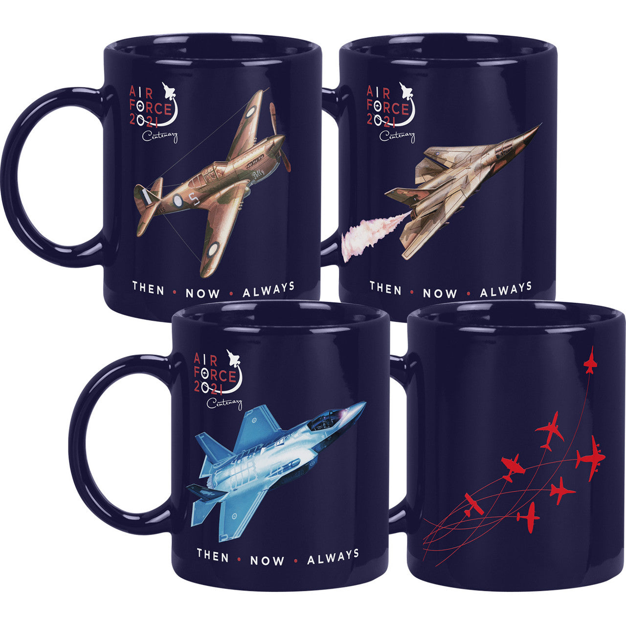 Introducing a collection of four limited edition coffee mugs featuring excerpts from the stunning artwork by Drew Harrison, commemorating the past 100 years of the Air Force. www.defenceqstore.com.au