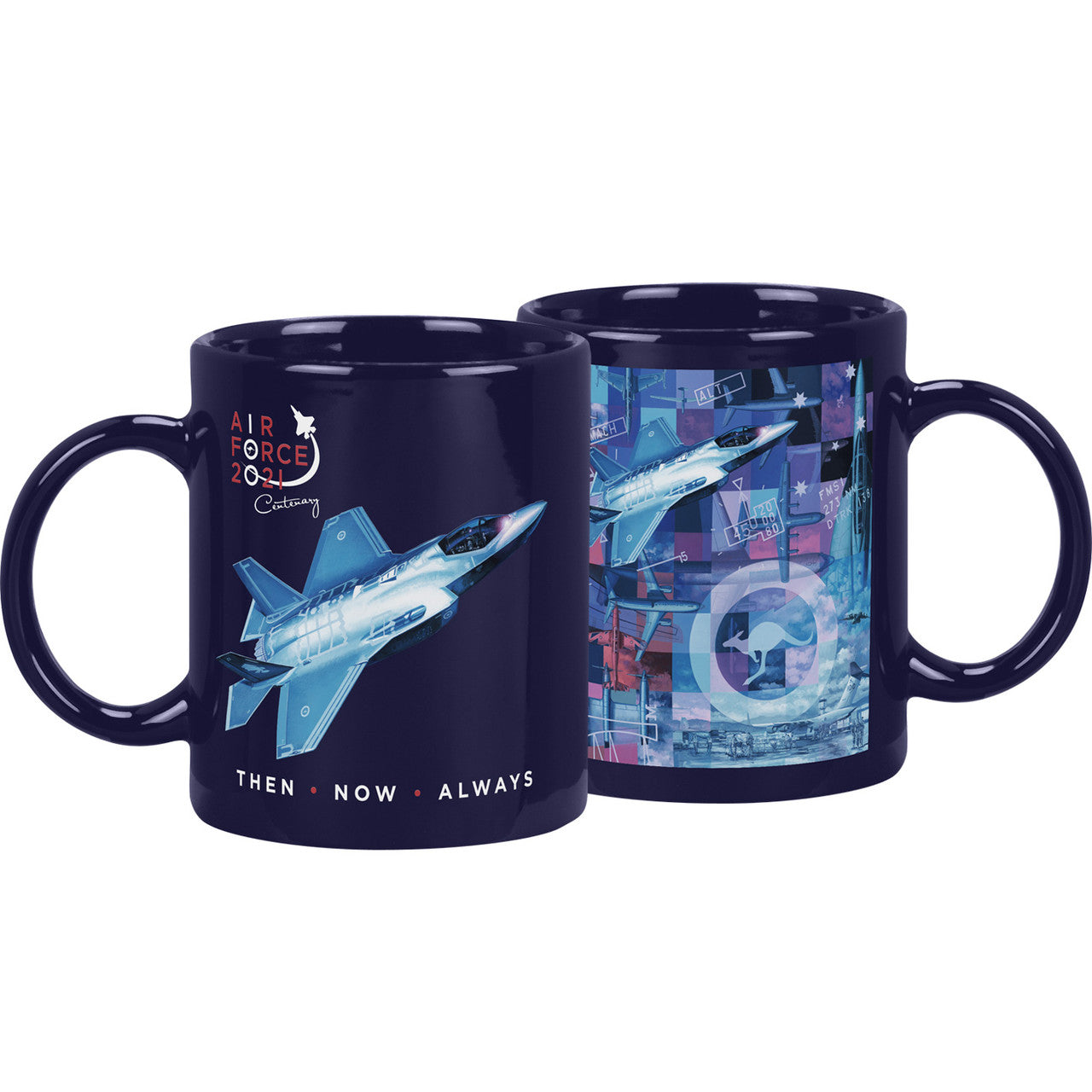 Introducing a collection of four limited edition coffee mugs featuring excerpts from the stunning artwork by Drew Harrison, commemorating the past 100 years of the Air Force. www.defenceqstore.com.au