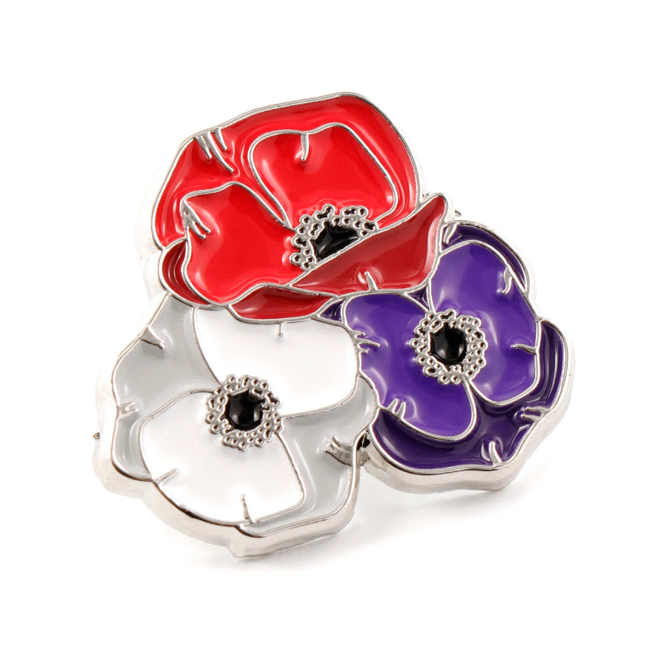 This silver-plated, enamel-filled lapel pin allows you to proudly show your support for all who have served or are currently serving in all theatres of war and peacekeeping efforts. It features a red poppy for remembrance, a purple poppy to honour animals in war, and a white poppy to commemorate all casualties of war. www.defenceqstore.com.au