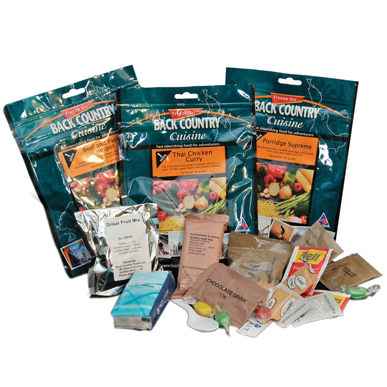 Lightweight and compact, Back Country Cuisine Ration Packs meet the energy and nutrient needs for the day-long adventure. Preparation of the Ration Packs is simple - just add water. www.defenceqstore.com.au