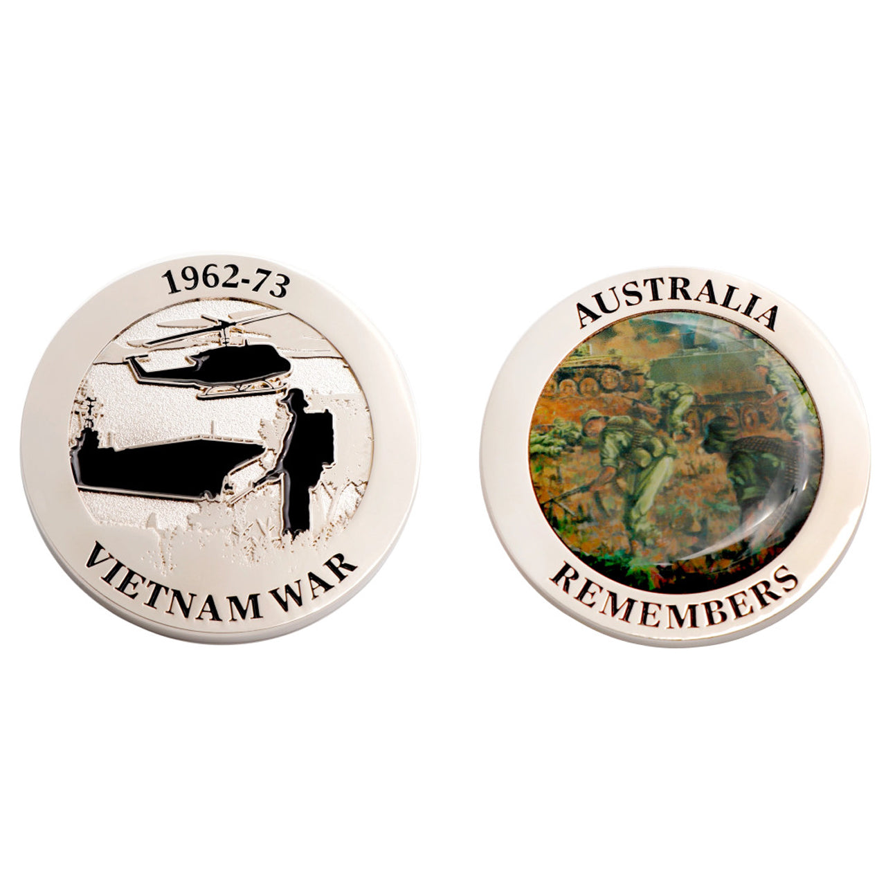 This stunning 48mm Vietnam War Memorial Medallion at the military specialists recognises the service and sacrifice of the some 60,000 Australians served in the Vietnam War - on land, in the air and at sea. www.defenceqstore.com.au