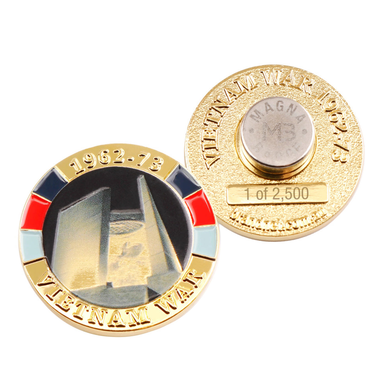 This bright and stunning MagnaBadge™ features the iconic Vietnam Veterans Memorial on Anzac Parade Canberra, enhanced with popping service colours, on a gold-plated badge. Don't put holes in your lapels, with a MagnaBadge™ you can easily attach these beautiful badges to your clothing with an easy-to-use magnet on the reverse.  www.defenceqstore.com.au