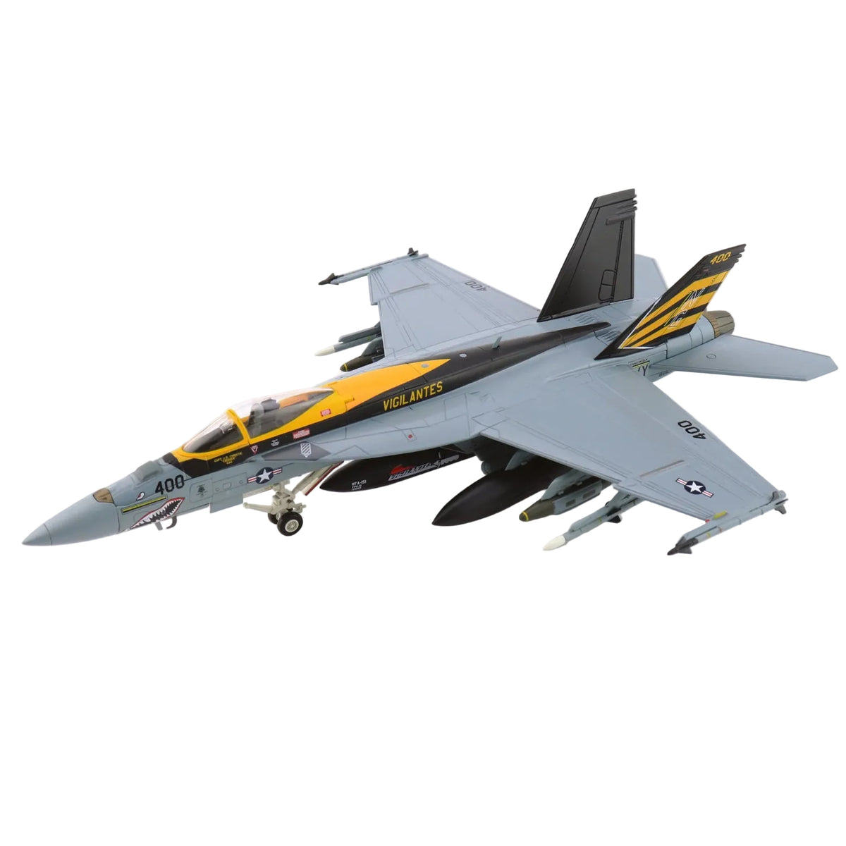 This HA5144 is a 1/72 scale diecast model of the Boeing F/A-18E Super Hornet. It accurately replicates aircraft number 166828 flown by the VFA-151 ‘Vigilantes’ aboard the USS Abraham Lincoln in 2021 www.defenceqstore.com.au