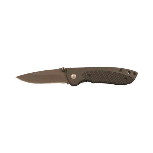 This Whitby Knife features a sleek aluminium handle with a striking carbon fibre effect, paired with a durable stainless steel blade measuring 6.35cm (2.5"). Compact and lightweight at 79g, it closes to just 8.9cm (3.5") for easy portability. Designed for convenience, it includes a lanyard hole, pocket clip, and thumb stud, making it a reliable and practical tool for everyday use. www.defenceqstore.com.au