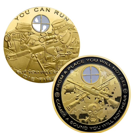Show your respect for the Sniper Medallion with this beautiful full-colour medallion! Its unique design features the sniper and spotter in gold on one side and sniper rifles on the other. Show your appreciation with this one-of-a-kind piece of jewellery. www.defenceqstore.com.au