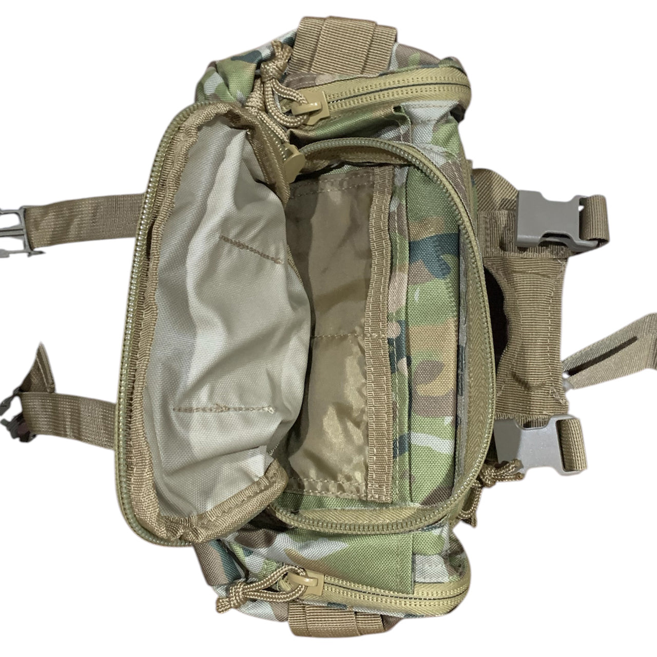 Elevate your outdoor adventures with the AMCU Waist Bag With MOLLE Adaptability! This versatile bum bag features convenient side and front pockets, as well as MOLLE fittings and x2 straps for ultimate functionality. The top compression strap/handle and waist belt ensure a secure fit, while the main compartment with mesh divider allows for easy organization. Crafted with heavy duty fabric, this bag can handle even the toughest terrain.  www.defenceqstore.com.au