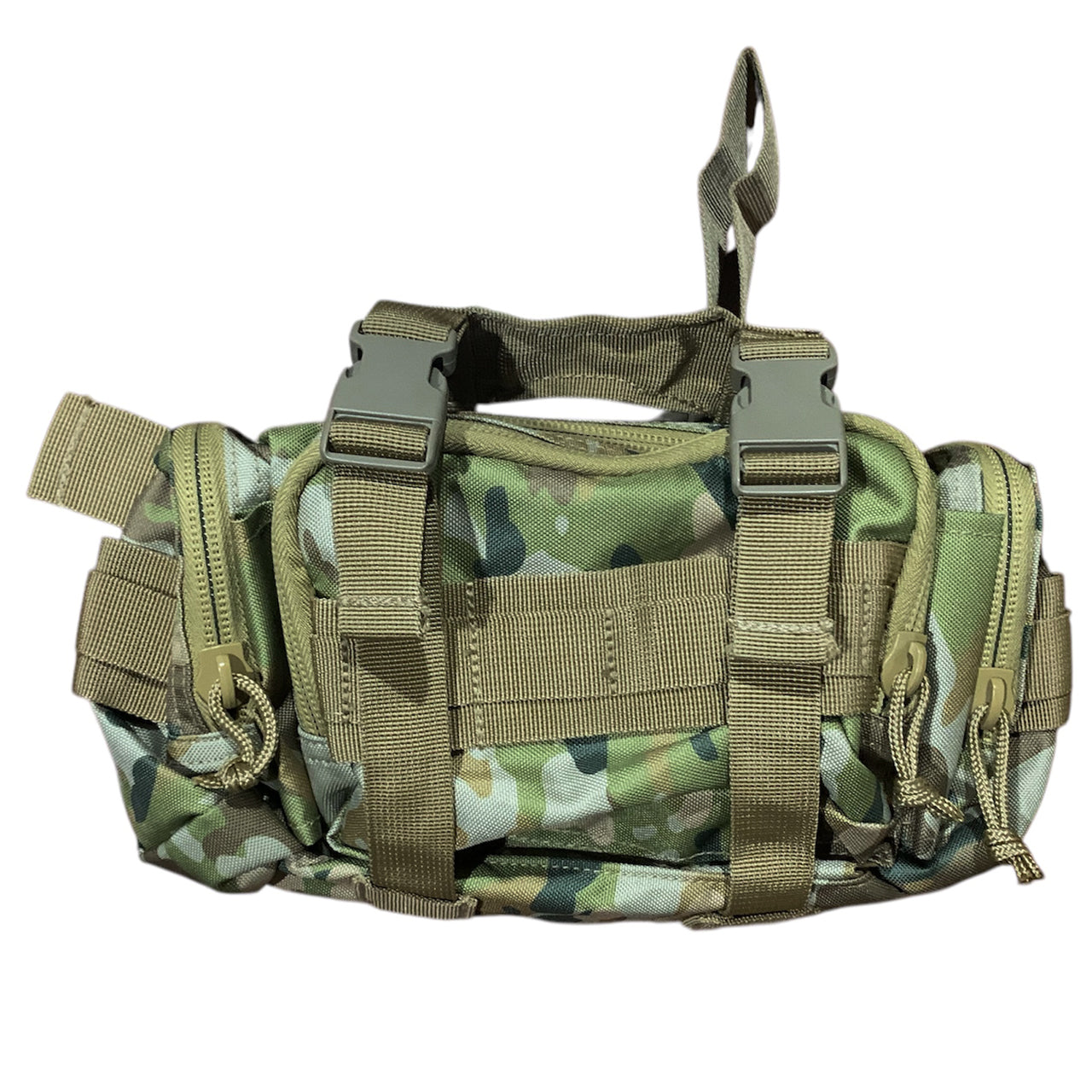 Elevate your outdoor adventures with the AMCU Waist Bag With MOLLE Adaptability! This versatile bum bag features convenient side and front pockets, as well as MOLLE fittings and x2 straps for ultimate functionality. The top compression strap/handle and waist belt ensure a secure fit, while the main compartment with mesh divider allows for easy organization. Crafted with heavy duty fabric, this bag can handle even the toughest terrain.  www.defenceqstore.com.au