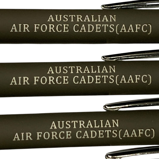 The Australian Air Force Cadets (AAC) Pen Gray is a versatile tool that combines both a black ink pen and a stylus for touch screens. Perfect for conferences and events, this pen makes a comfortable and useful gift that is sure to be a favourite among recipients. www.defenceqstore.com.au