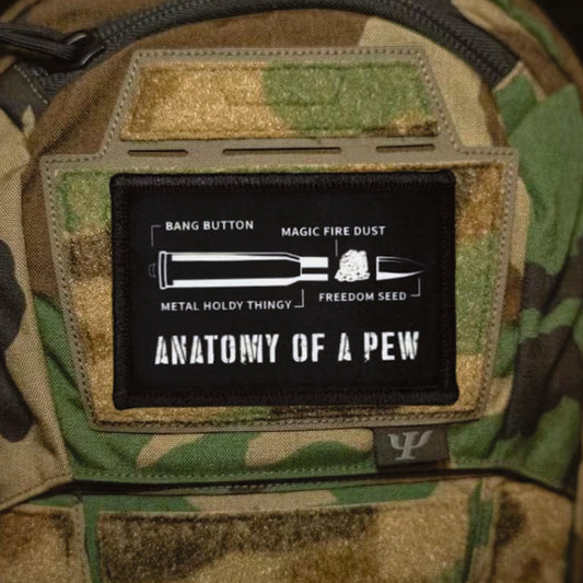 Anatomy Of A Pew Embroidery Morale Patch - Stealth Ops Gear, measuring 8x5cm, is a striking and durable addition to personalize your gear with style and toughness. www.defenceqstore.com.au
