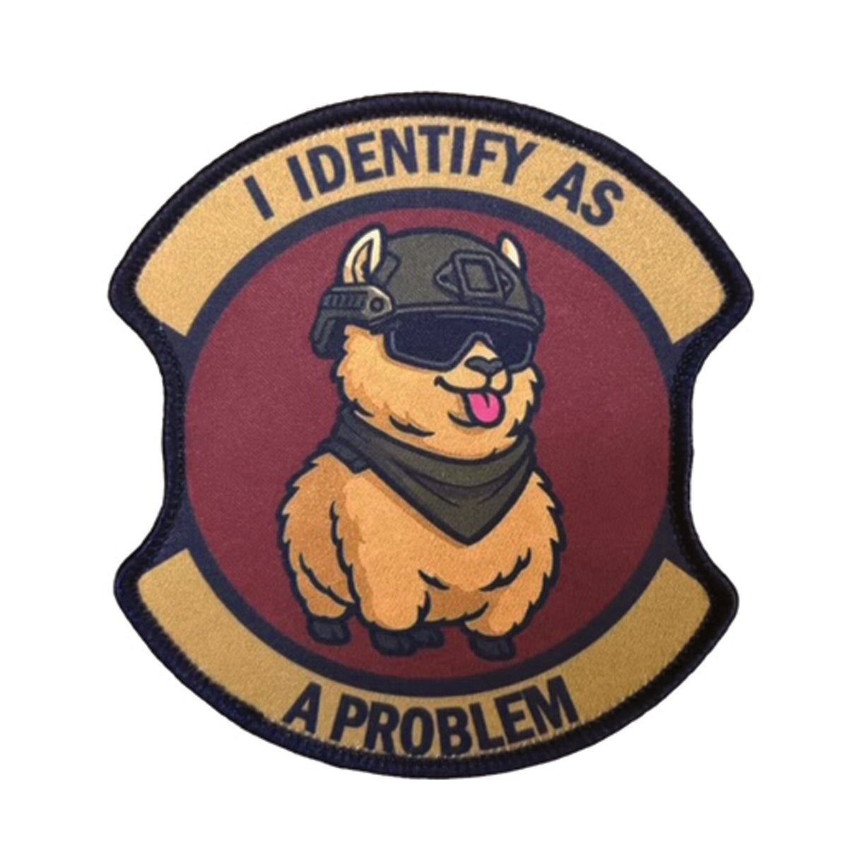 I Identify As A Problem Embroidery Morale Patch - Stealth Ops Gear, measuring 9x8cm, is a striking and durable addition to personalize your gear with style and toughness. www.defenceqstore.com.au
