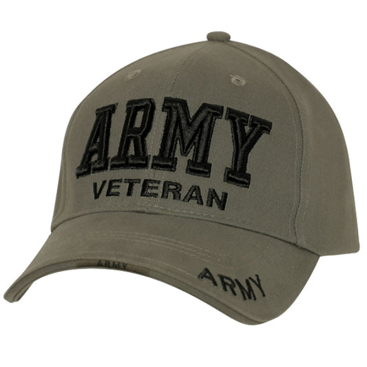 Deluxe Army Veteran Cap features large embroidered “Army Veteran” text on the front and upper brim. www.defenceqstore.com.au