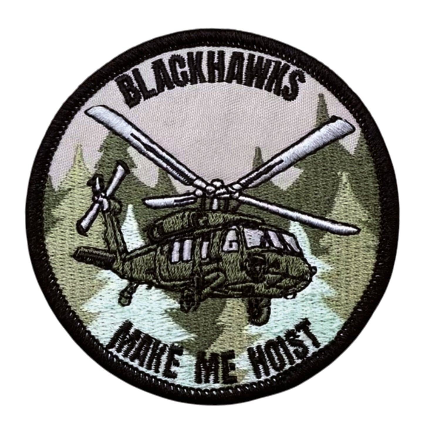 Unleash your creativity with the Blackhawks Make Me Hoist Embroidery Printed Patch Hook &amp; Loop! Measuring 8cm and featuring a beautifully embroidered design and secure hook &amp; loop backing, this patch is a must-have for any collector. www.defenceqstore.com.au