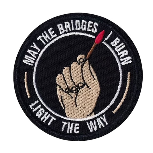 Bridges I Burn Iron On Morale Patch, measuring 7.5cm, is a striking and durable addition to personalize your gear with style and toughness. Crafted with high-quality embroidery, this patch features a versatile pattern that blends seamlessly with various tactical and outdoor equipment.  www.defenceqstore.com.au