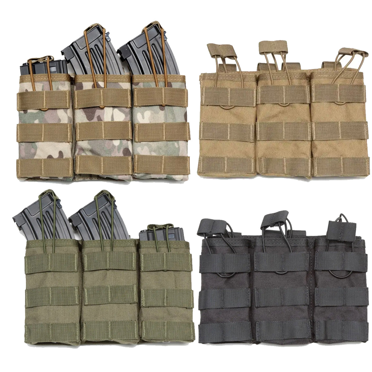 Experience the convenience of the Airsoft Combat Triple Mag Pouch! With a simple open-top design and elastic bungee cord fasteners featuring easy pull tabs, it's hassle-free to carry your magazines. www.defenceqstore.com.au