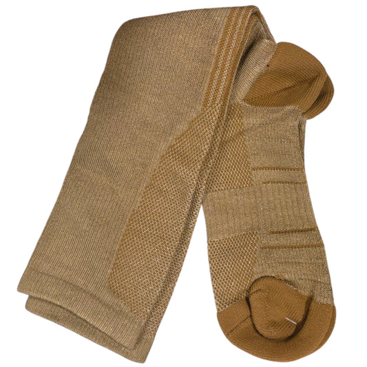 Experience ultimate comfort with Compression Socks in Coyote Bamboo &amp; Nylon—the smart choice for those who demand both performance and sustainability. www.defenceqstore.com.au