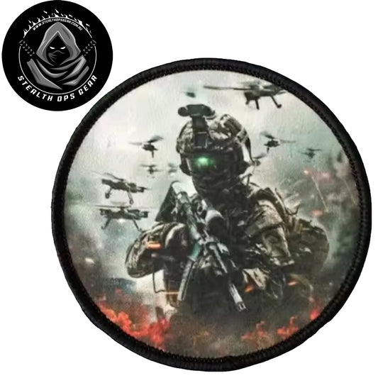 Unleash your creativity with the Drone Support Soldier Embroidery Printed Patch Hook &amp; Loop! Measuring 8cm and featuring a beautifully embroidered design and secure hook &amp; loop backing, this patch is a must-have for any collector. www.defenceqstore.com.au