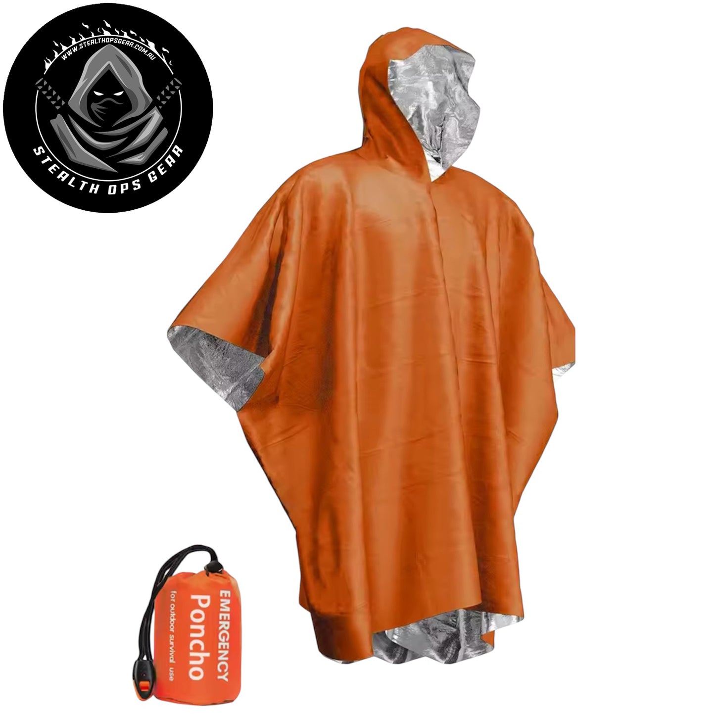 Lightweight emergency poncho engineered for tactical readiness and survival situations. Constructed from durable PE material that resists tears and withstands harsh field conditions. Compact 130 x 100cm design serves triple duty—wear as a poncho for weather protection, deploy as a ground sheet for insulation, or use as an emergency blanket. www.defenceqstore.com.au